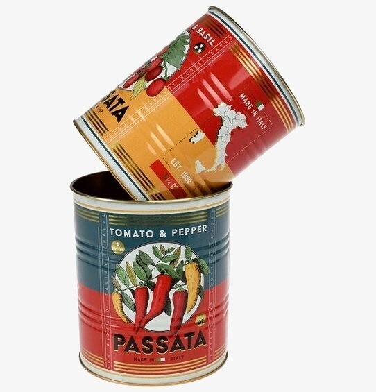 Plåtburk/Plåtkruka Passata från Bromma Kortförlag, färgglad