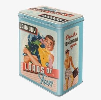 Bild av retro plåtburk för tvättmedel - nostalgi