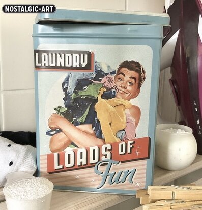 Bild av retroinspirerad plåtburk för tvättmedel