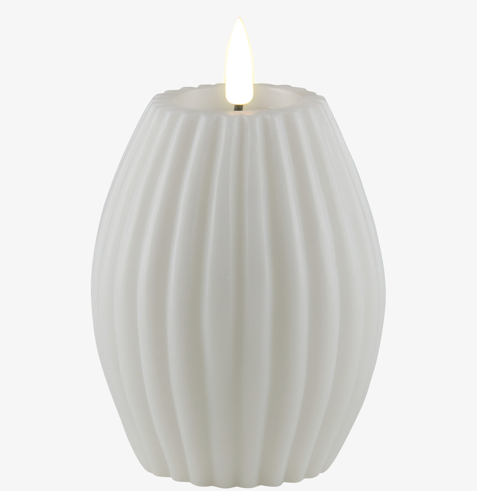 Stripe Candle Vit 10cm från Deluxe Homeart, vitt LED-ljus