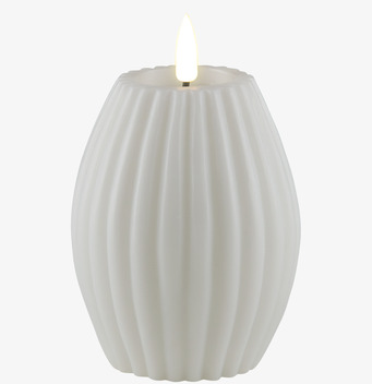 Stripe Candle Vit 10cm från Deluxe Homeart, vitt LED-ljus