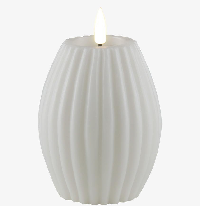 Stripe Candle Vit 10cm från Deluxe Homeart, vitt LED-ljus