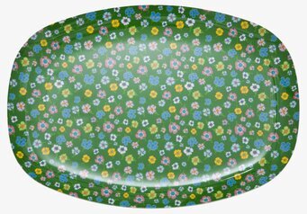 Tallrik Green Flower fel dublett från Rice med blommönster