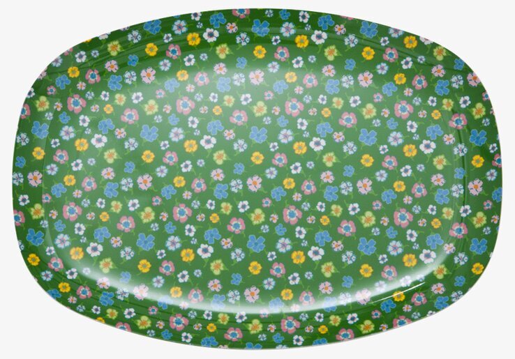 Tallrik Green Flower fel dublett från Rice med blommönster