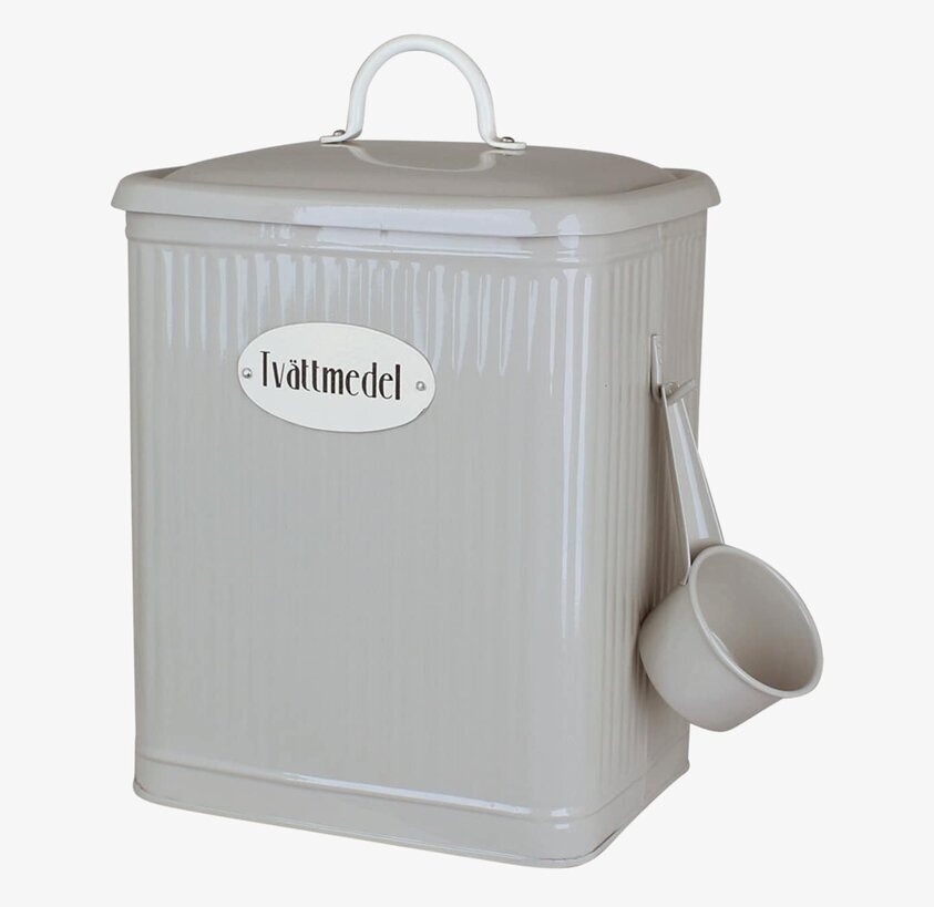 Plåtburk Hugo Tvättmedel Beige från Strömshaga i beige plåt