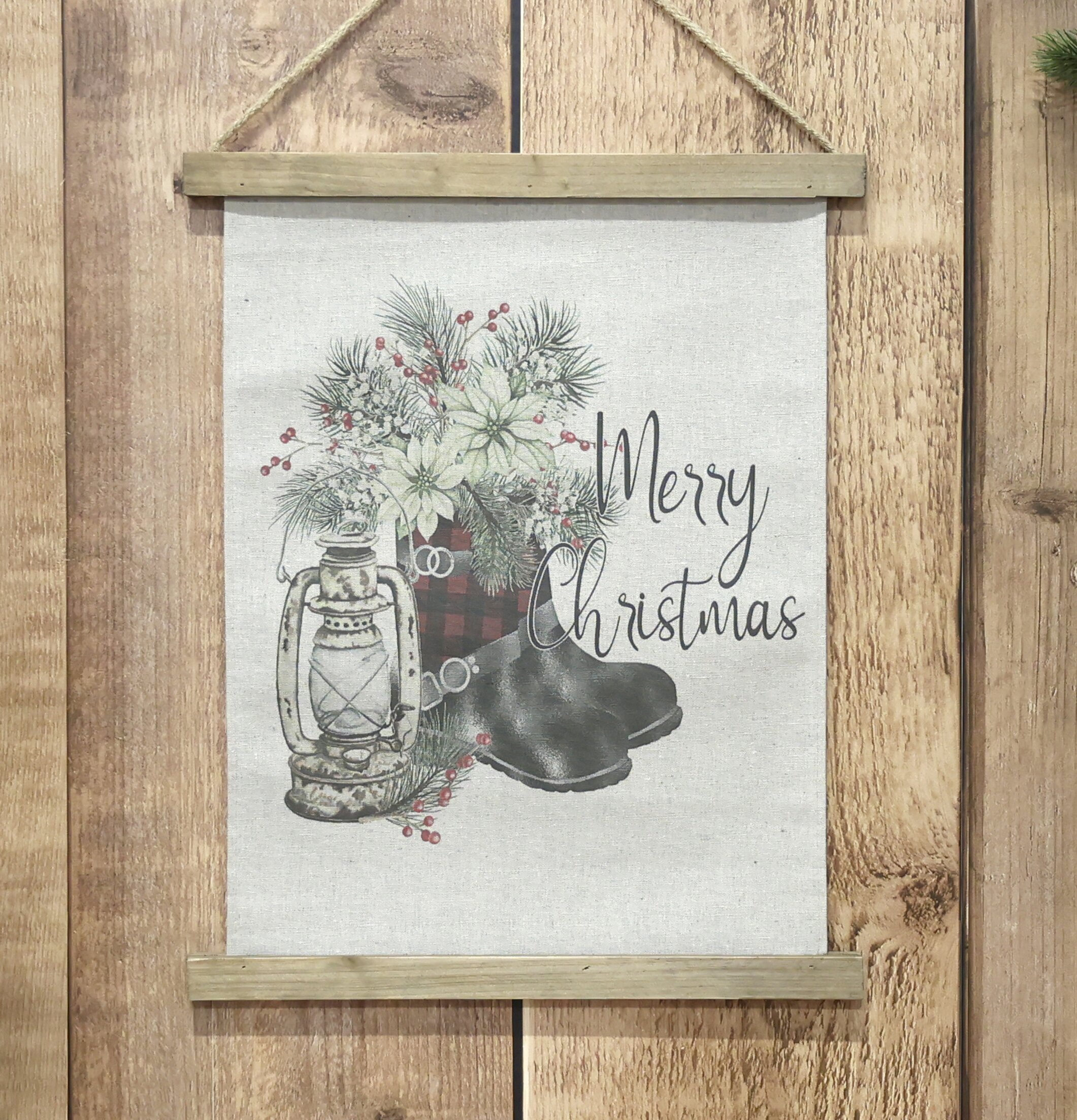 Canvastavla - Merry Christmas från Chic Antique på trävägg