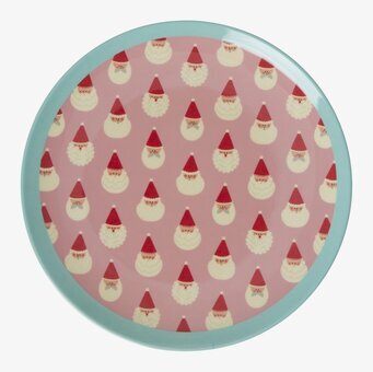 Desserttallrik Santa Baby Print från Rice med tomtemönster