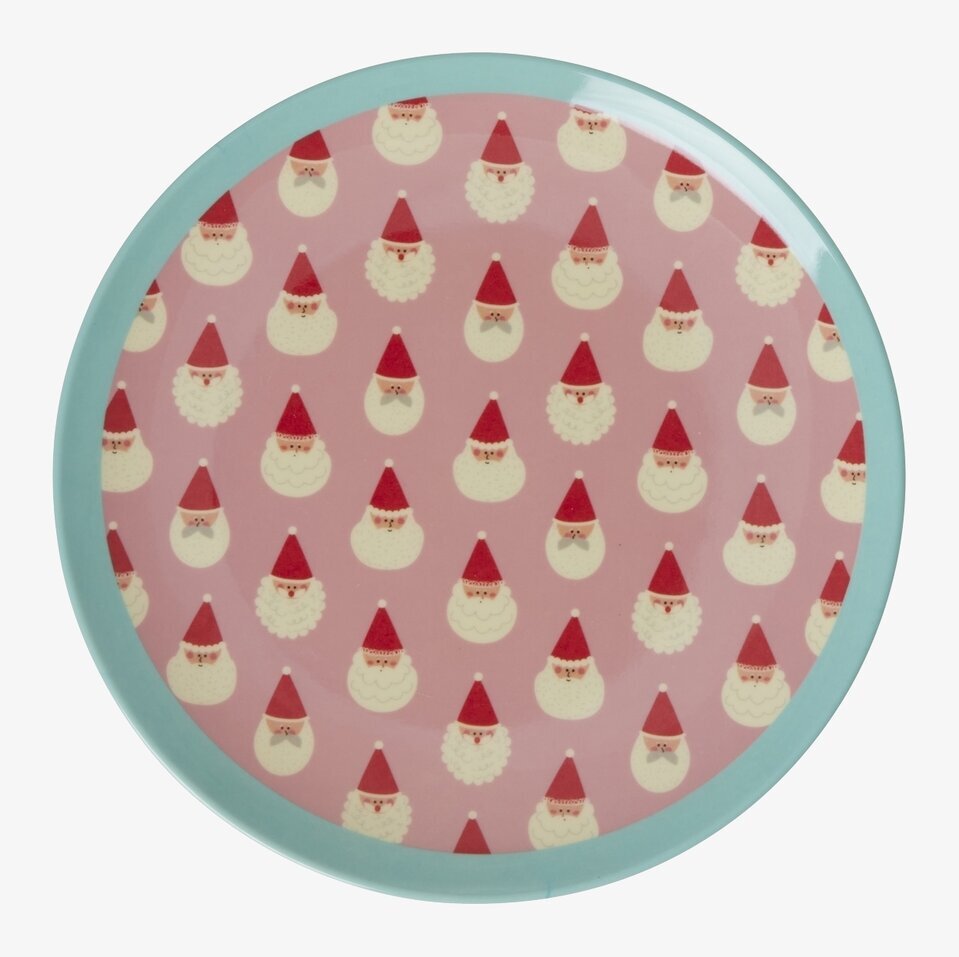 Desserttallrik Santa Baby Print från Rice med tomtemönster
