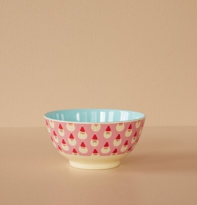 Skål Santa Baby Print från Rice med tomtenissehuvuden