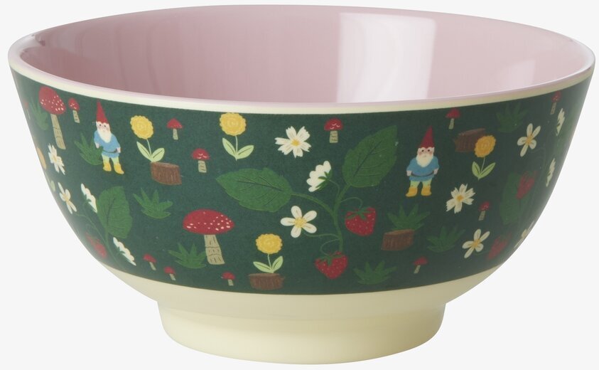 Skål Forest Gnome Print från Rice med livfulla tomtemotiv