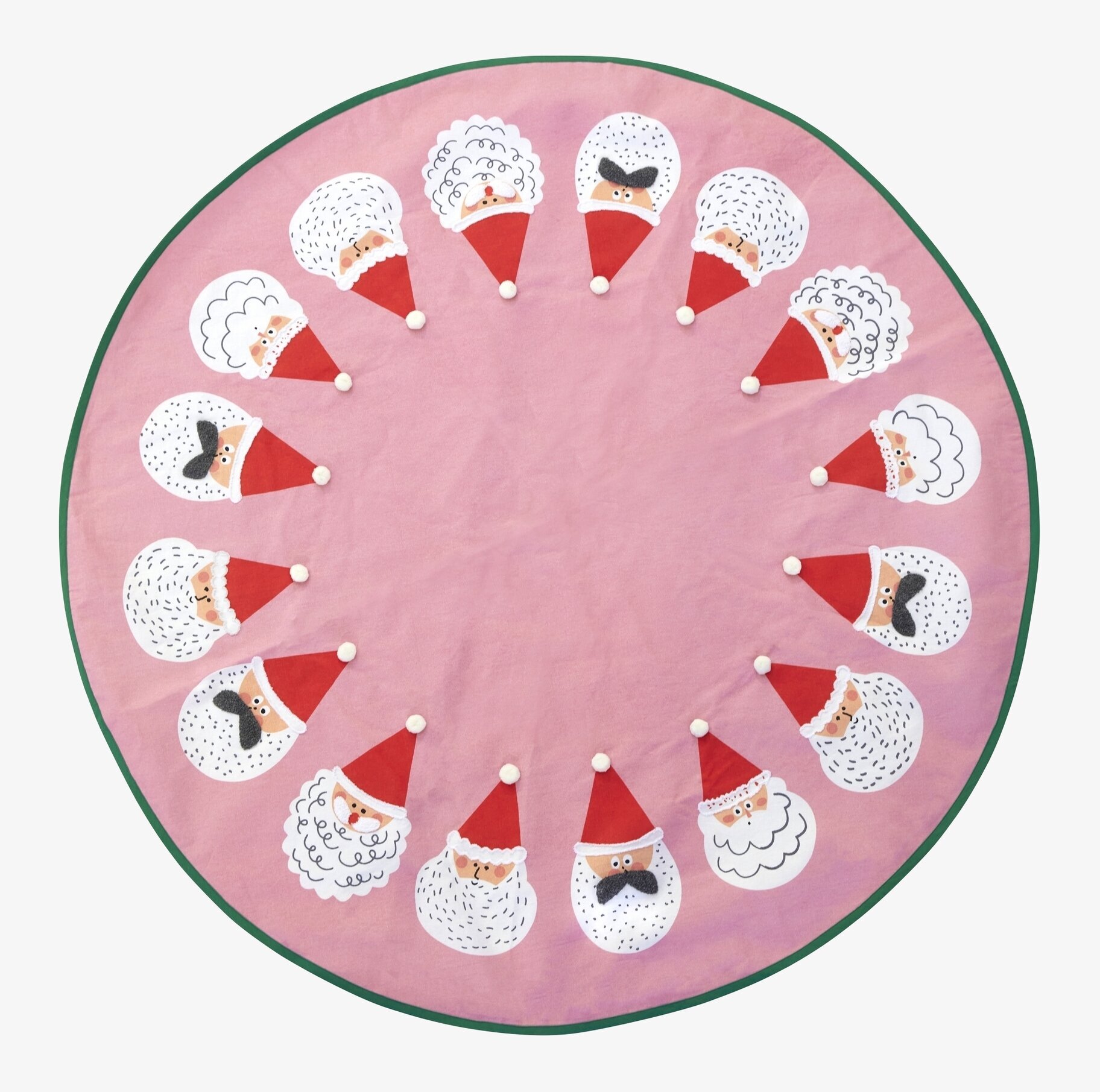 Julgransmatta Tomte Rosa från Rice med tomtar och grön kant