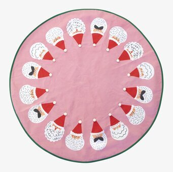 Julgransmatta Tomte Rosa från Rice med tomtar och grön kant