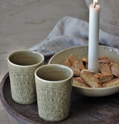 Happiness Ljusskål Sage från Majas Cottage med muggar