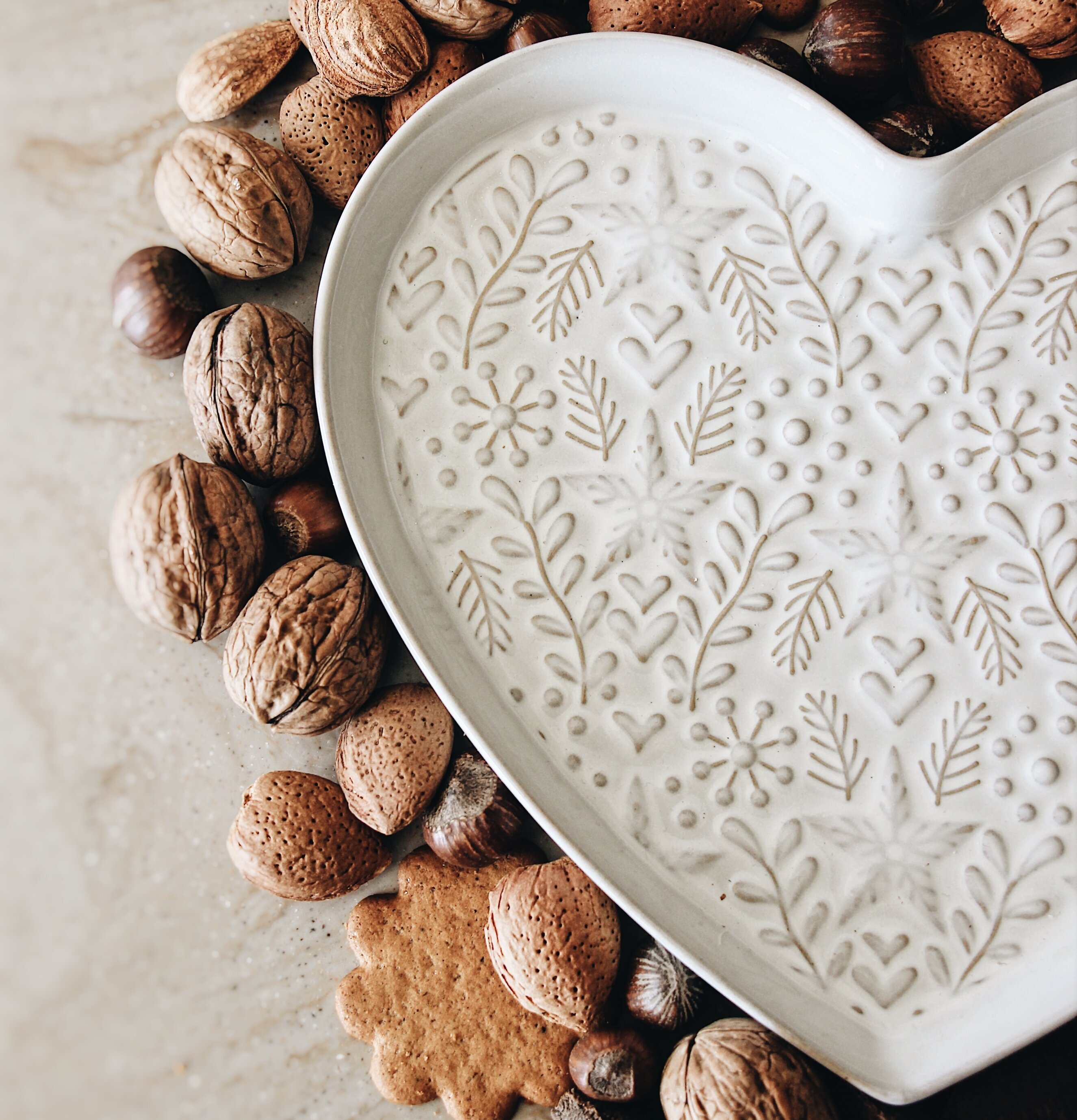 Hjärtfat Winterheart från Majas Cottage med vintrigt mönster