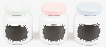 Keramikburk från Sass & Belle med pastellfärgade lock