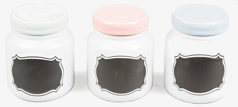 Keramikburk från Sass & Belle med pastellfärgade lock