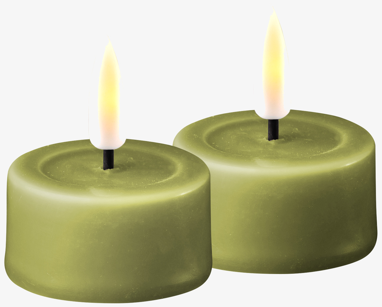 Värmeljus LED Olivgrön 2-Pack från Deluxe Homeart