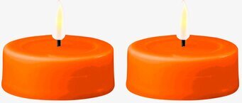 Stora Värmeljus LED Orange 2-Pack från Deluxe Homeart