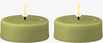 Stora Värmeljus LED Olivgrön 2-Pack från Deluxe Homeart