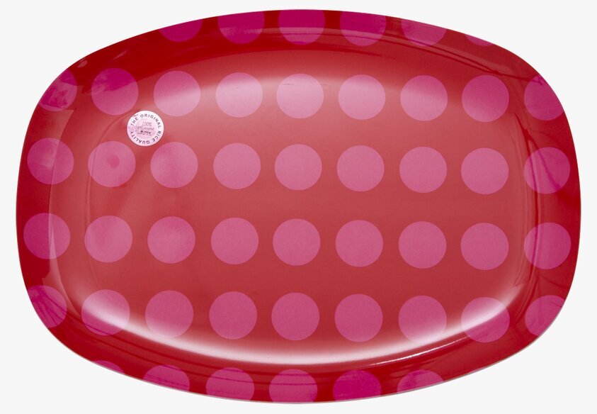 Tallrik Röda/Rosa prickar från Rice på vit bakgrund