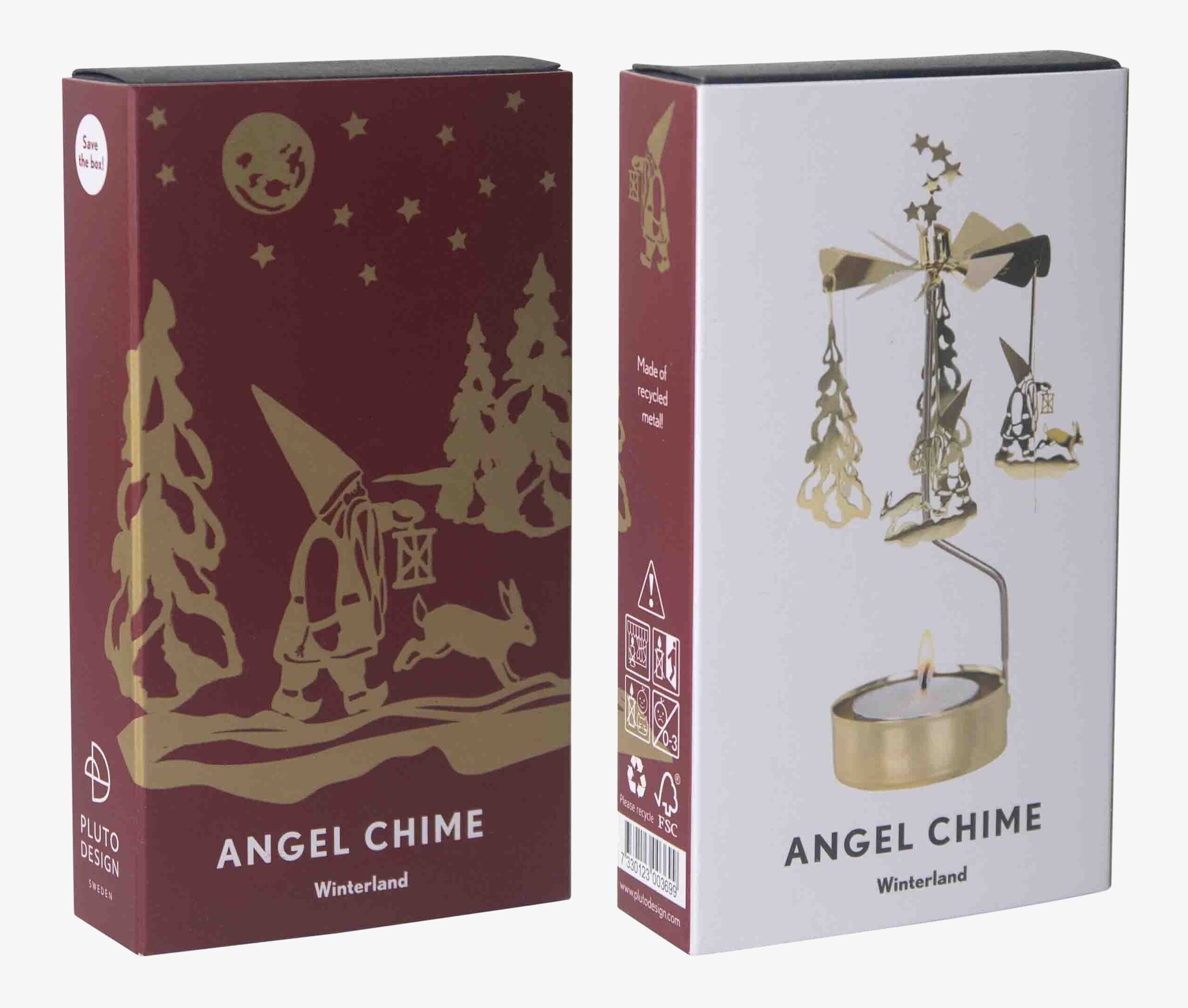 Bild av vintrigt änglaspel med tomtenisse och kanin