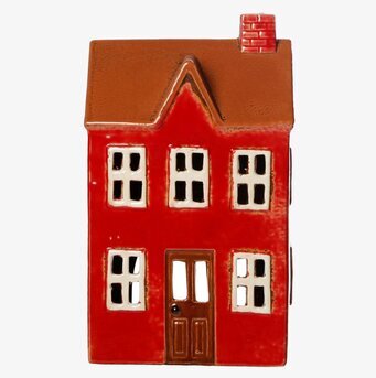 Bild av dekorativ ljuslykta formad som ett hus