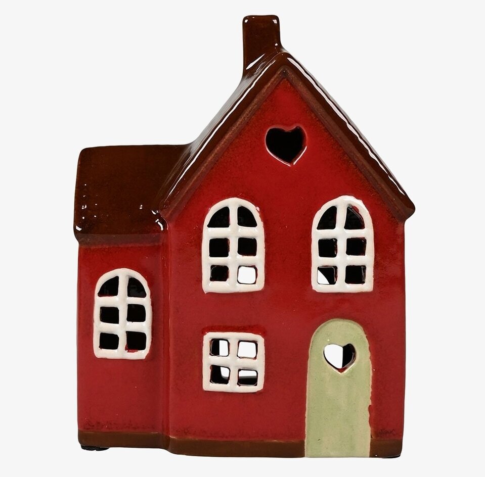 Ljuslykta Hus Röd från Det Gamle Apotek med rött keramikhus