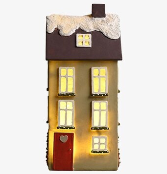 Hus Deko LED Grå från Det Gamle Apotek med snötäckt tak