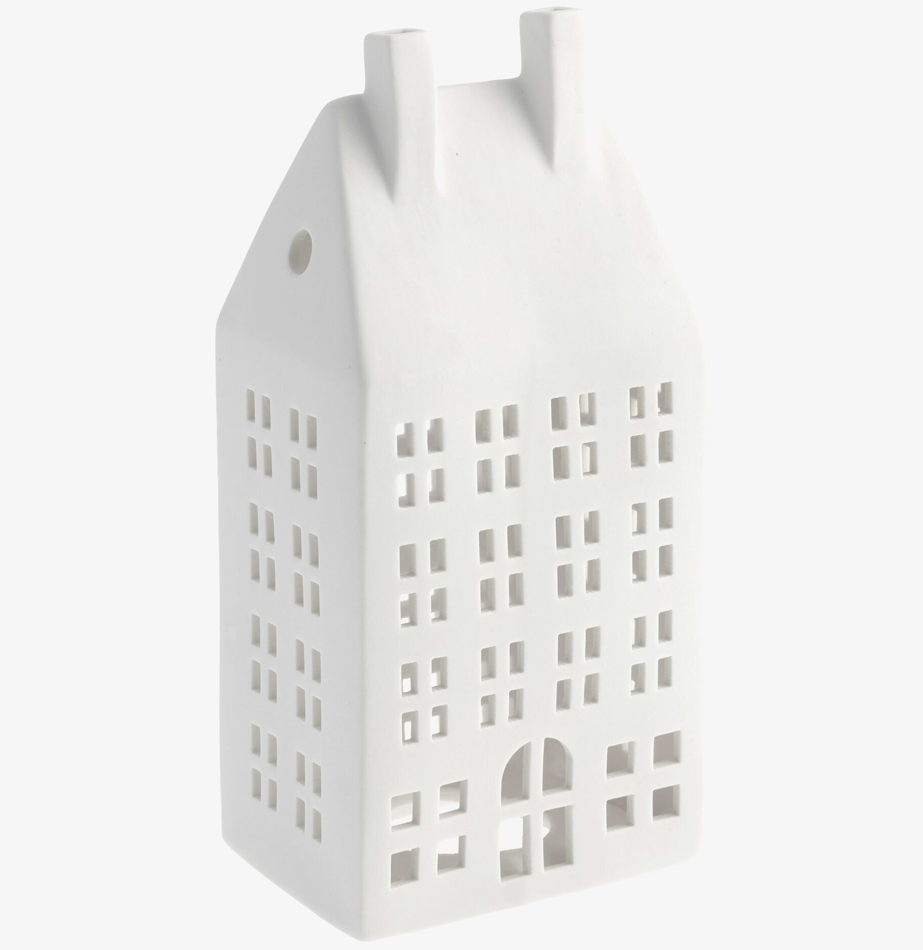 Ljusstake Storstaden Nr 1 i vit keramik från Storefactory