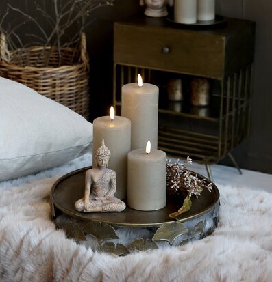 Fat Med Blomsterkant Stor Chic Antique för ljus, lyktor, växter och krukor