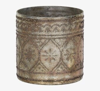 Bild av ljuslykta med antik kopparfinish och mönster