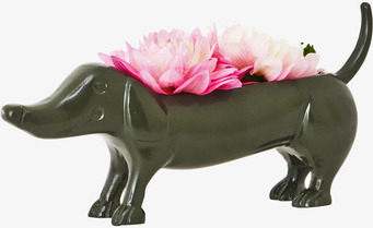 Blomkruka Tax från Rice med grön keramik och rosa blommor