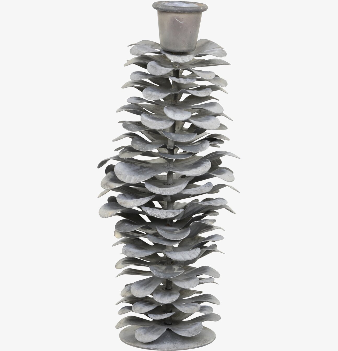 Ljusstake Kotte Antik Zink från Chic Antique på vit yta