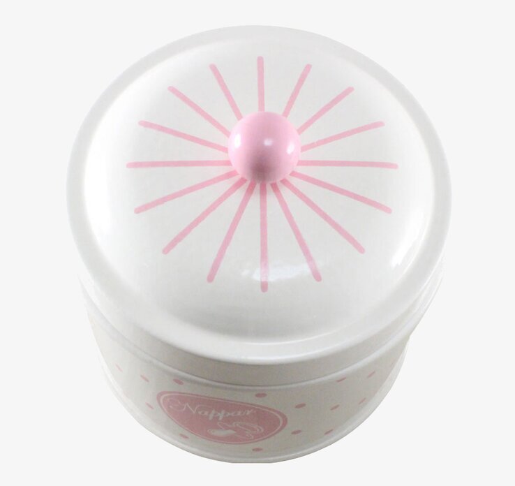 Plåtburk Nappar Rosa från Strömshaga med rosa detaljer