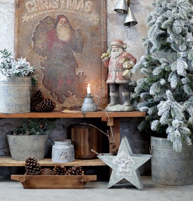 Stjärna Antique Zink från Chic Antique i rustik julmiljö