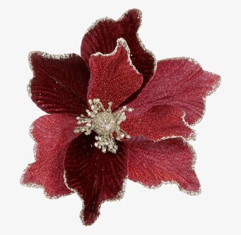 Julblomma Med Clip Mörkröd Ø20cm från Chic Antique