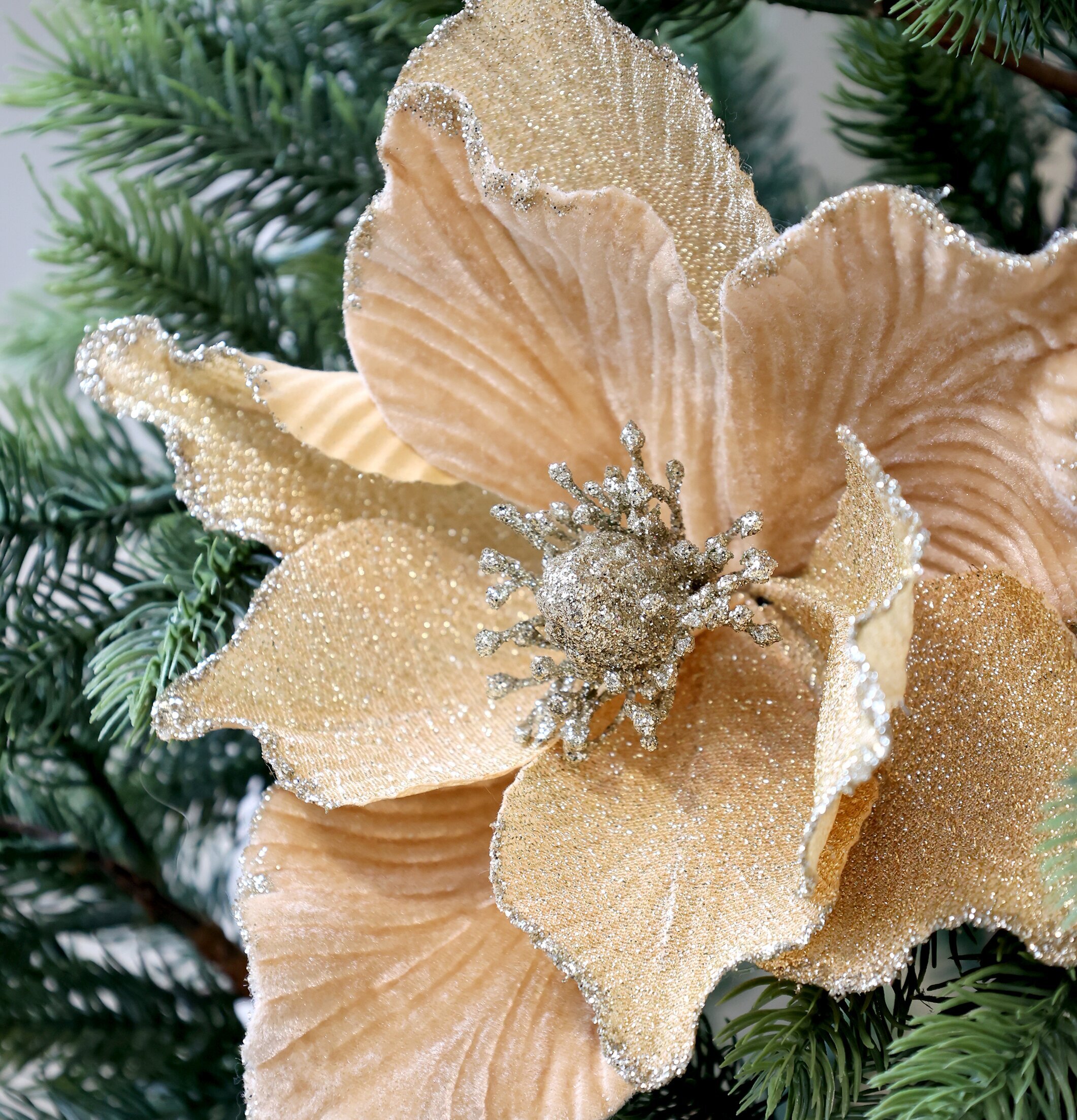 Julblomma Med Clip Amber Ø20cm från Chic Antique i grankvist