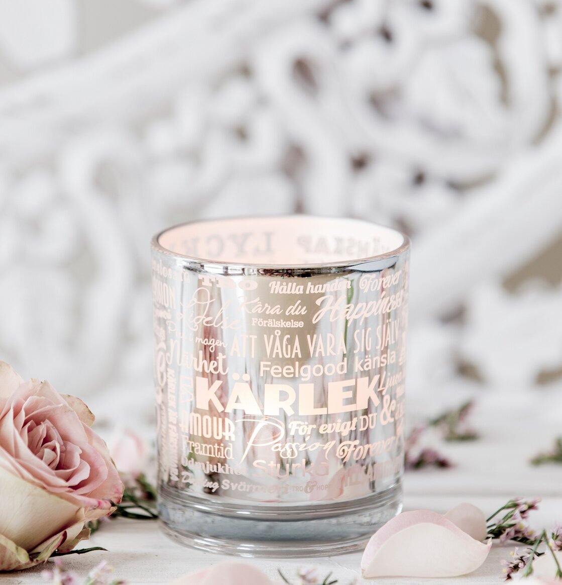 Love Silver - Majas Cottage glasljus med kärlekstema