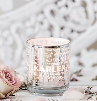 Love Silver - Majas Cottage glasljus med kärlekstema