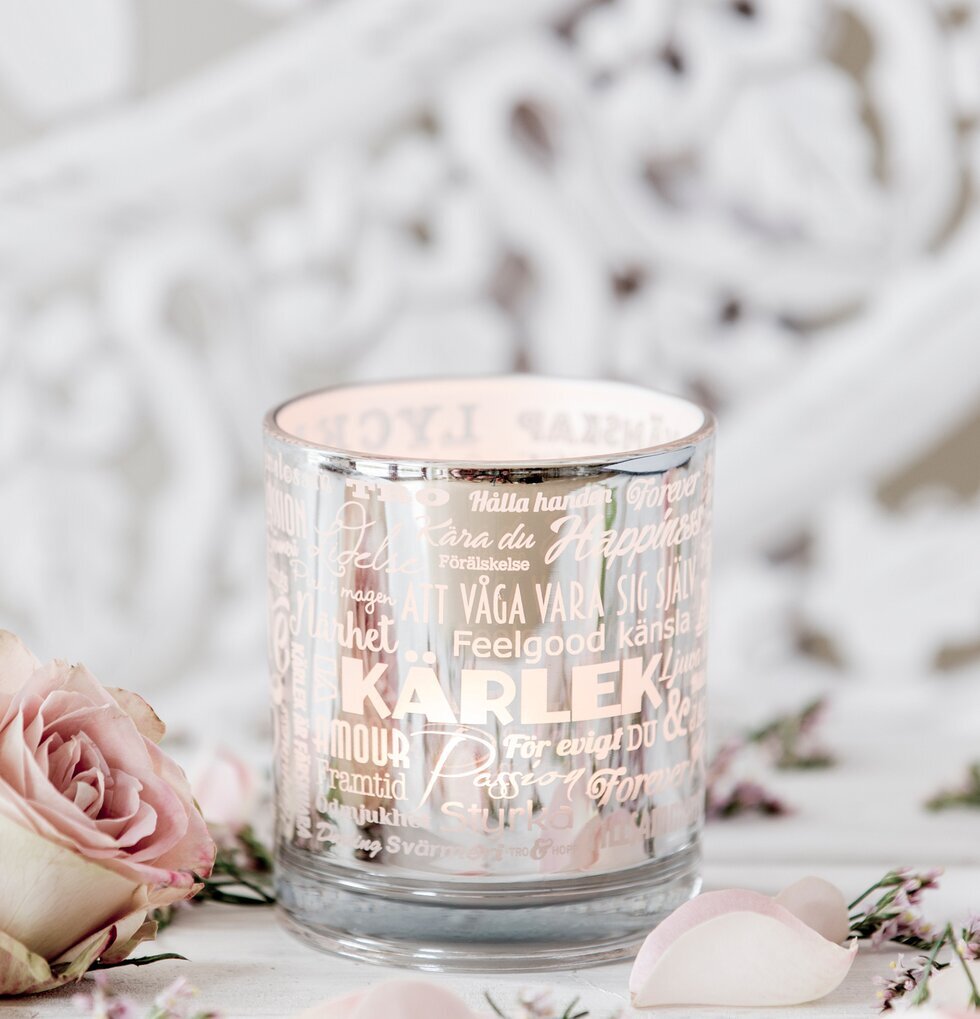 Love Silver - Majas Cottage glasljus med kärlekstema