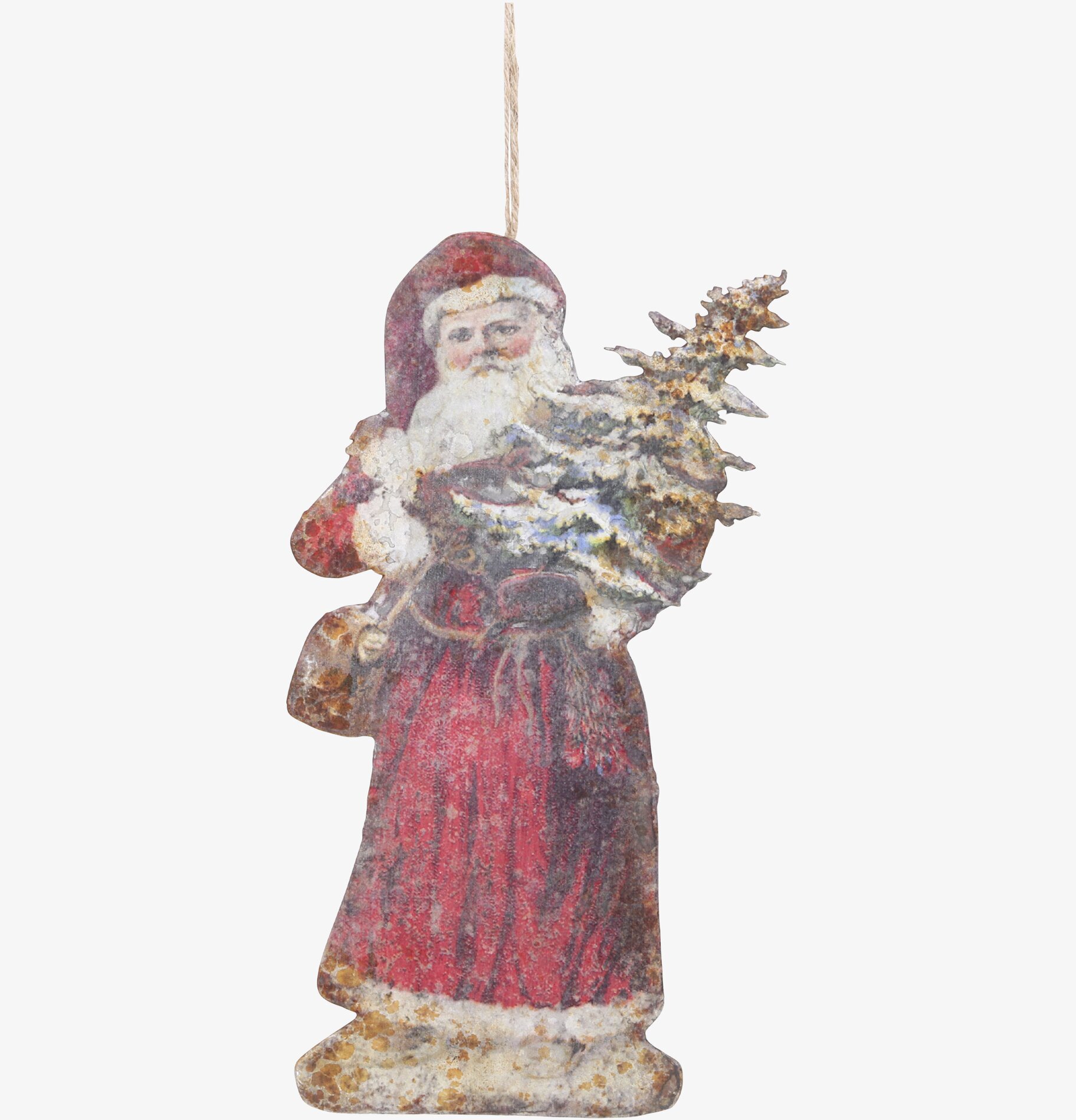 Plåtskylt Santa Vintage från Chic Antique med nostalgisk tomte