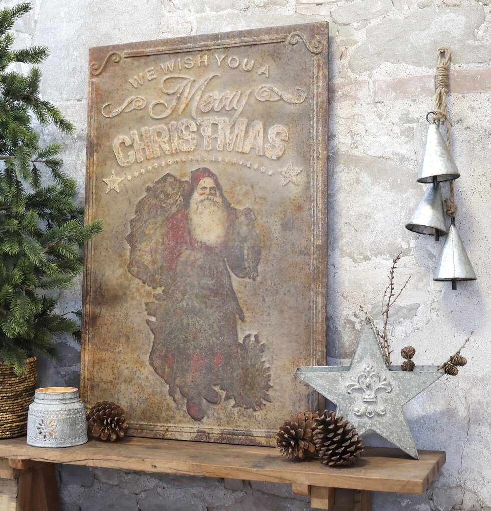 Plåtskylt Vintage Santa från Chic Antique med julmotiv