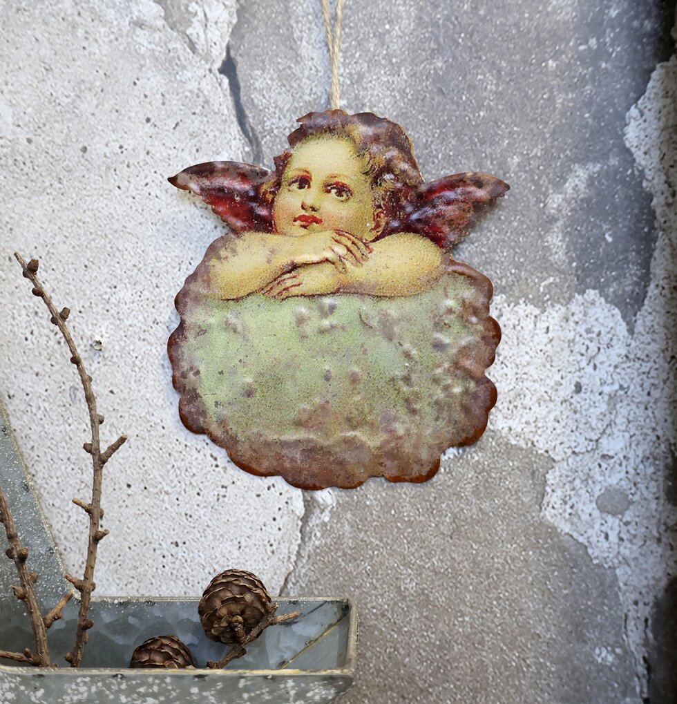 Plåtskylt Angel Vintage från Chic Antique med ängelmotiv