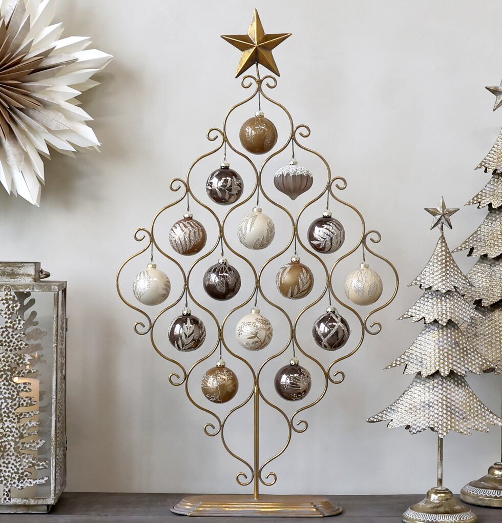 Stativ Stjärna Antik Mässing från Chic Antique med julkulor