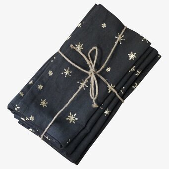 Servett Set/4 Stjärnor Mörkgrå från Chic Antique i jutesnöre