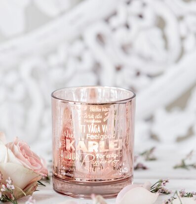 Love Rosé - Majas Cottage ljuslykta med inspirerande text