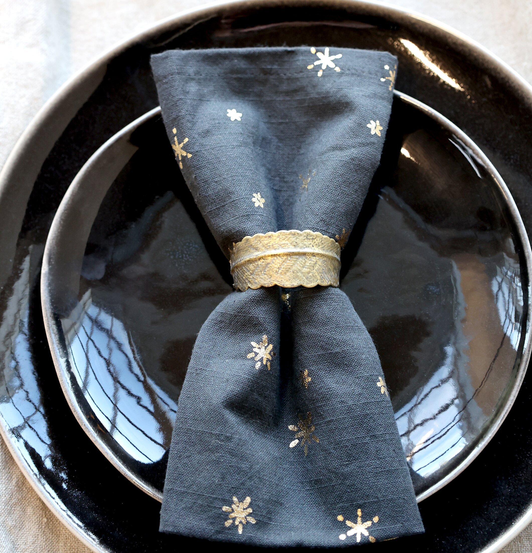 Servett Set/4 Stjärnor Mörkgrå från Chic Antique i dukning