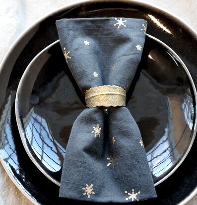 Servett Set/4 Stjärnor Mörkgrå från Chic Antique i dukning