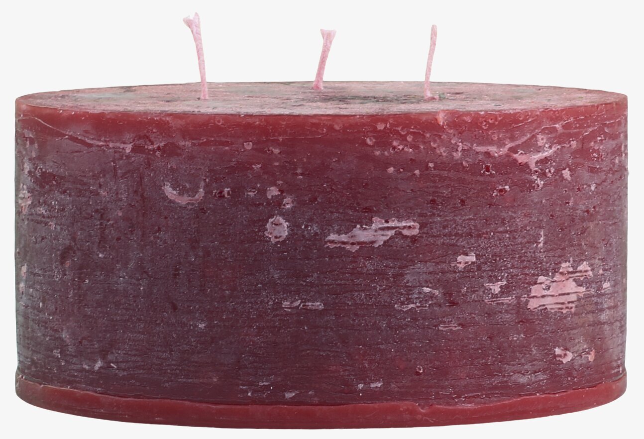 Blockljus Macon Mörkröd från Chic Antique med tre veker