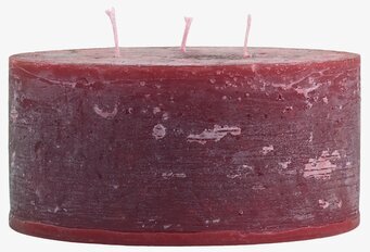 Blockljus Macon Mörkröd från Chic Antique med tre veker